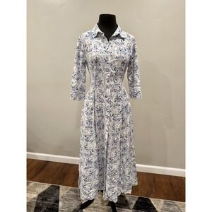 C&C California linen/Rayon Maxi 3/4 Sleeve dress XS Coastal Resort Beach/pockets